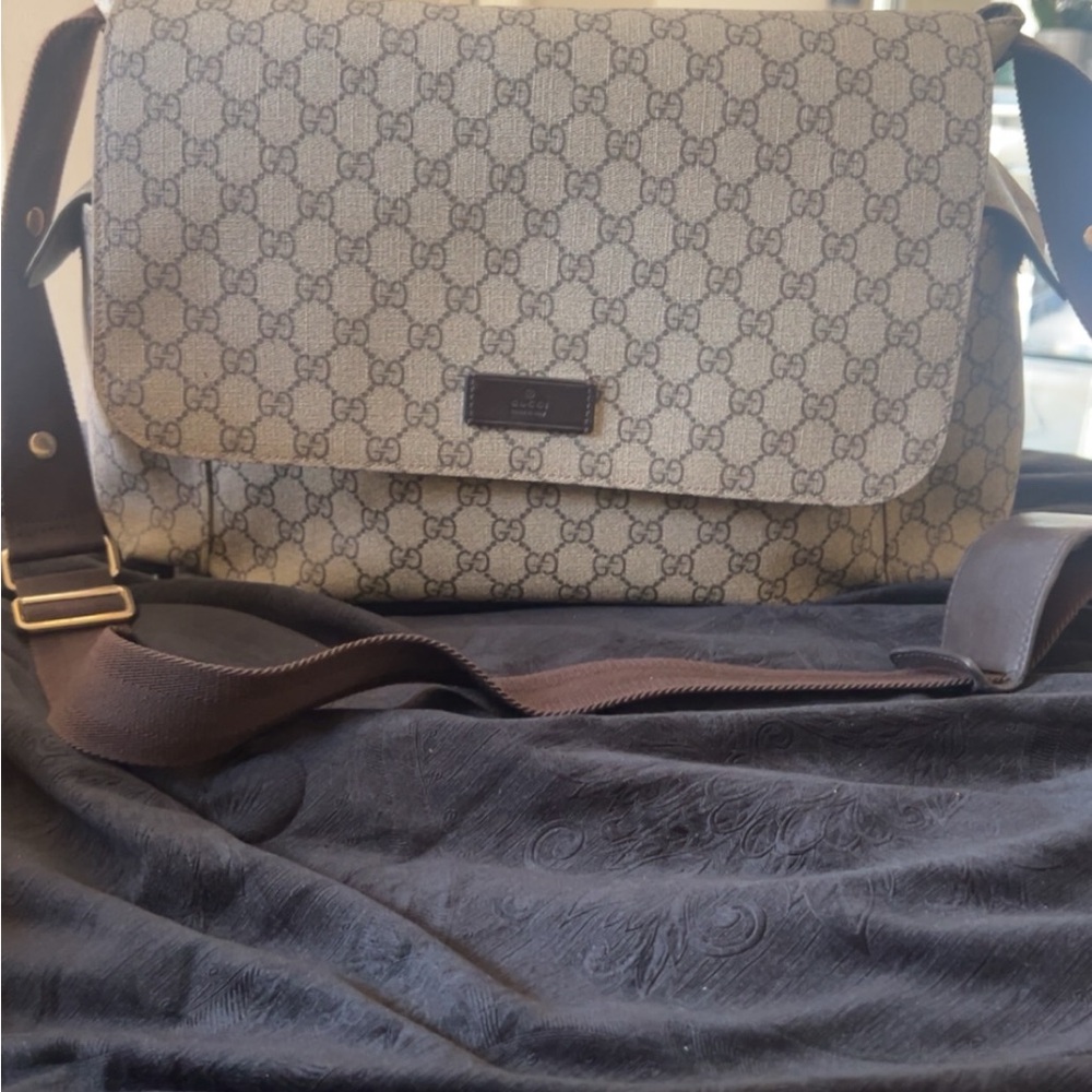 Gucci Kids Beige and Brown Monogram Bag
